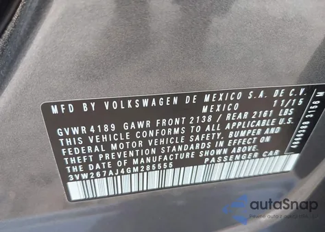 2016 Volkswagen Jetta 1.4T S from USA, damaged, VIN 3VW267AJ4GM285555